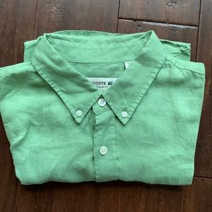 Locoste, green, regular fit, button up shirt. No stains, tears, or damage.